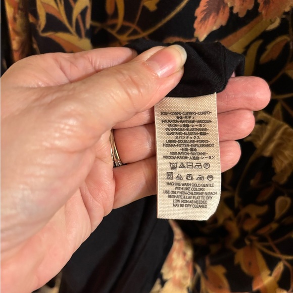 Free People Black and Gold Floral Long Sleeve Boho Revival Dress, Size M - Picture 5 of 5